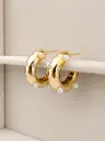 Pearl Embellished Gold Hoops