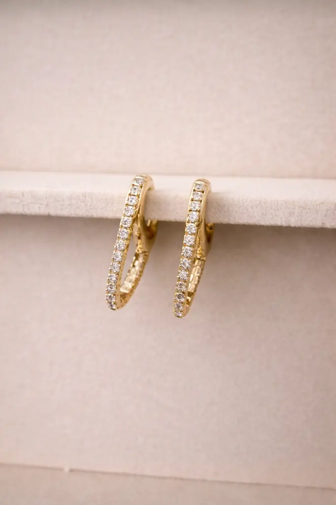 Crystal Chain Hoops YG