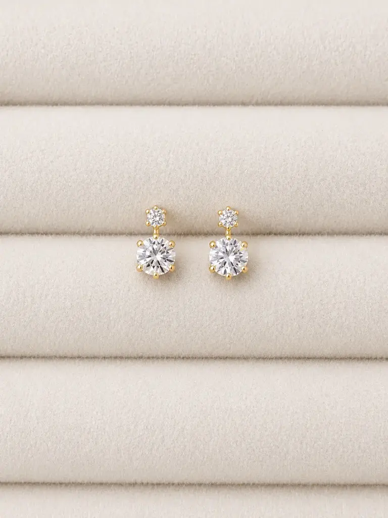 Double Cluster Stud Earring YG