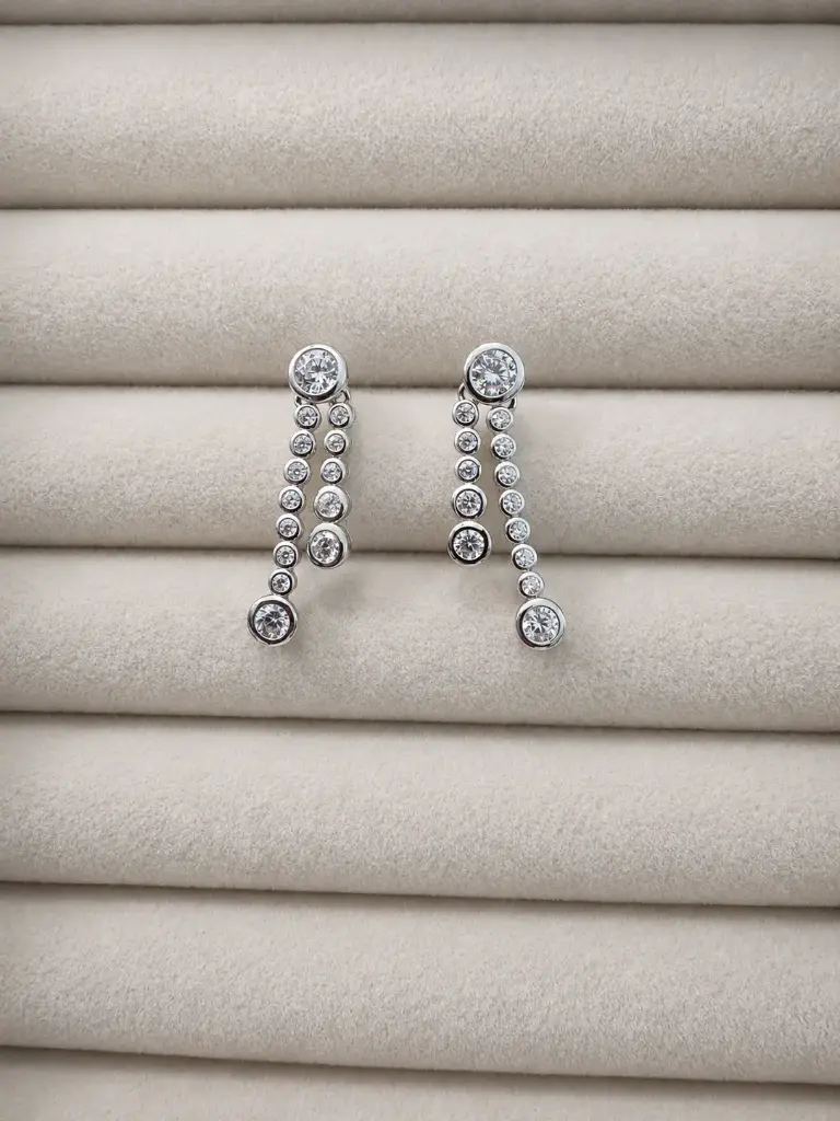 Cascade Bezel Drop Earrings  SS