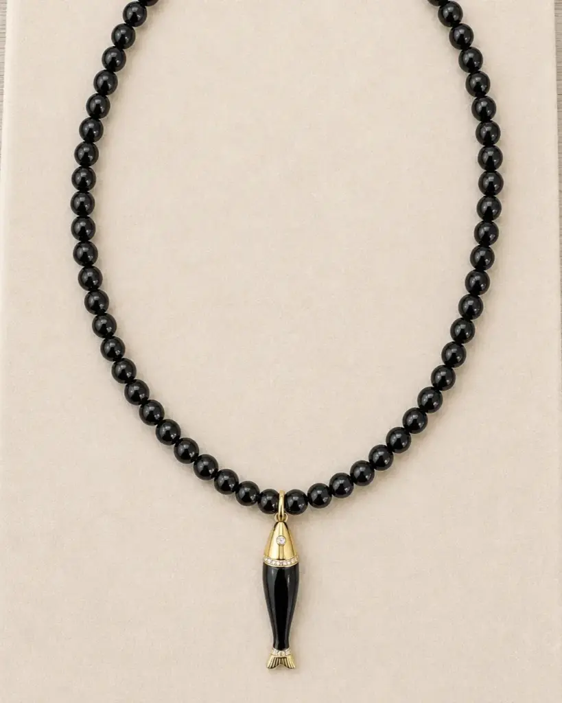 Black Drish Fish Necklace 
