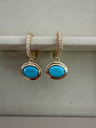 Turquoise Oval Bezel Huggie 
