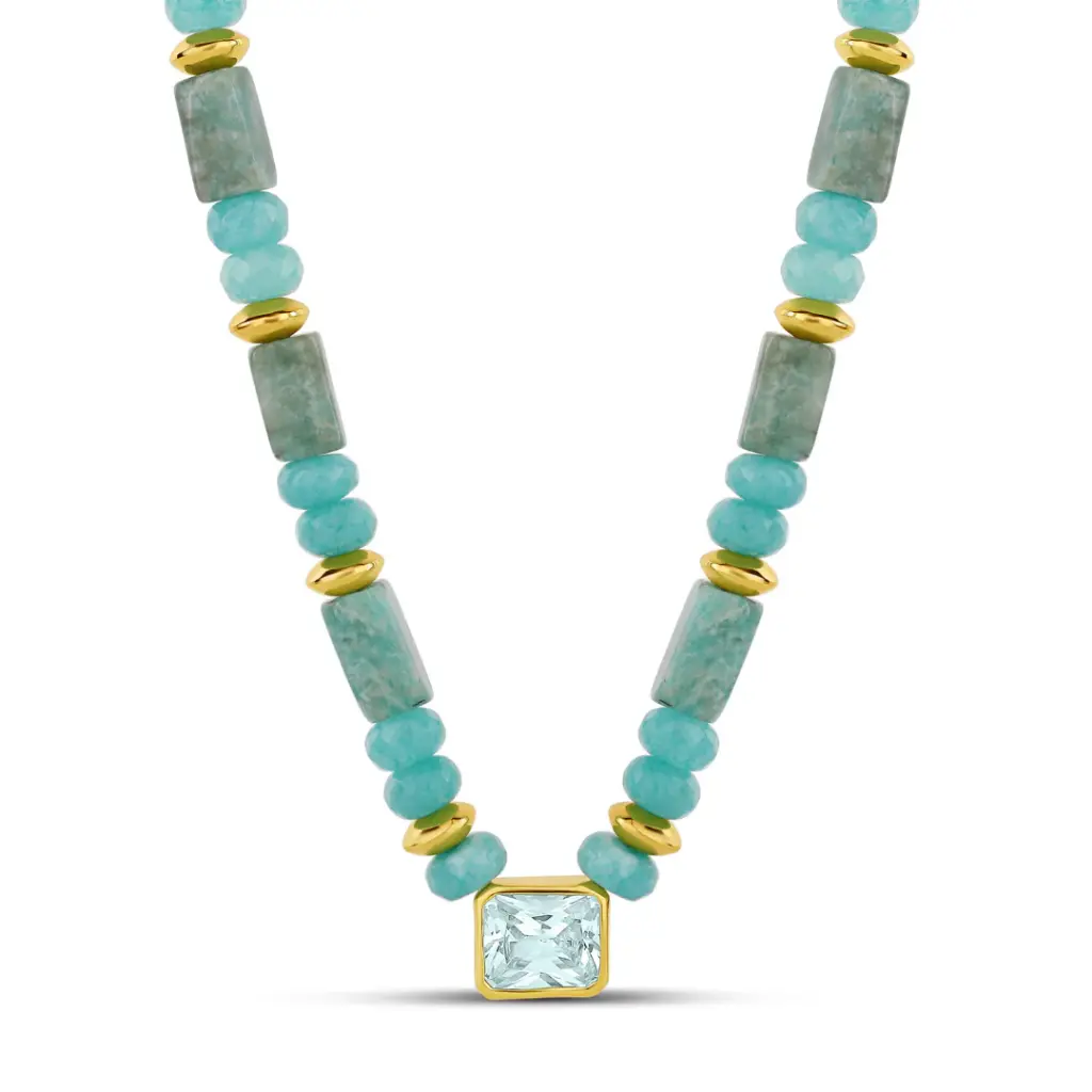 Seafoam Aqua Stone Necklace 
