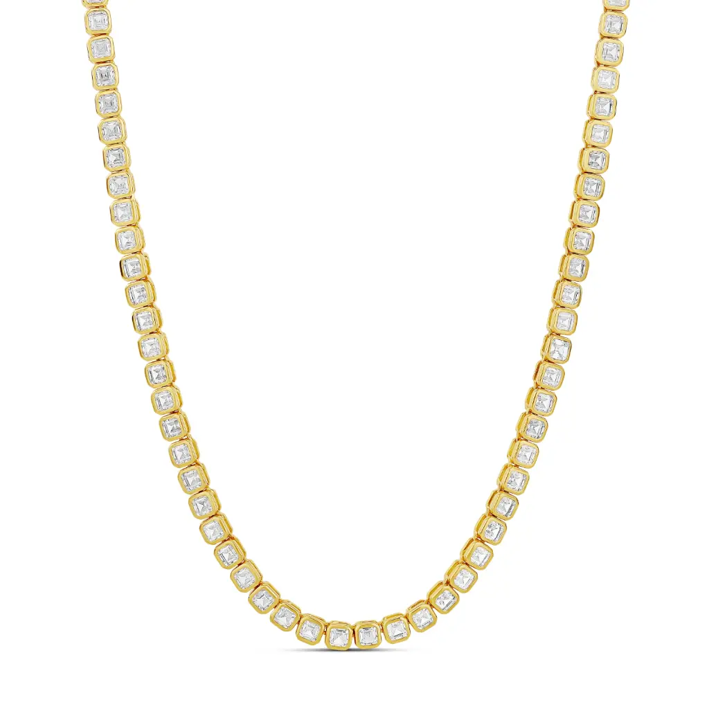 Bezel Square Tennis Necklace 