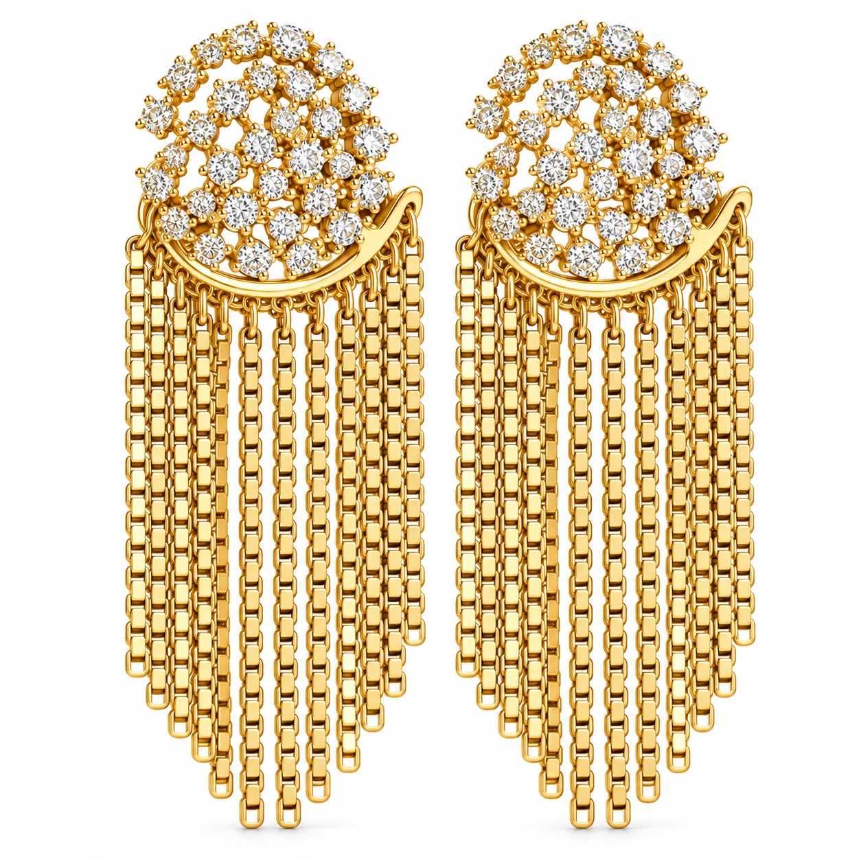 Round Pave Tassel Earring