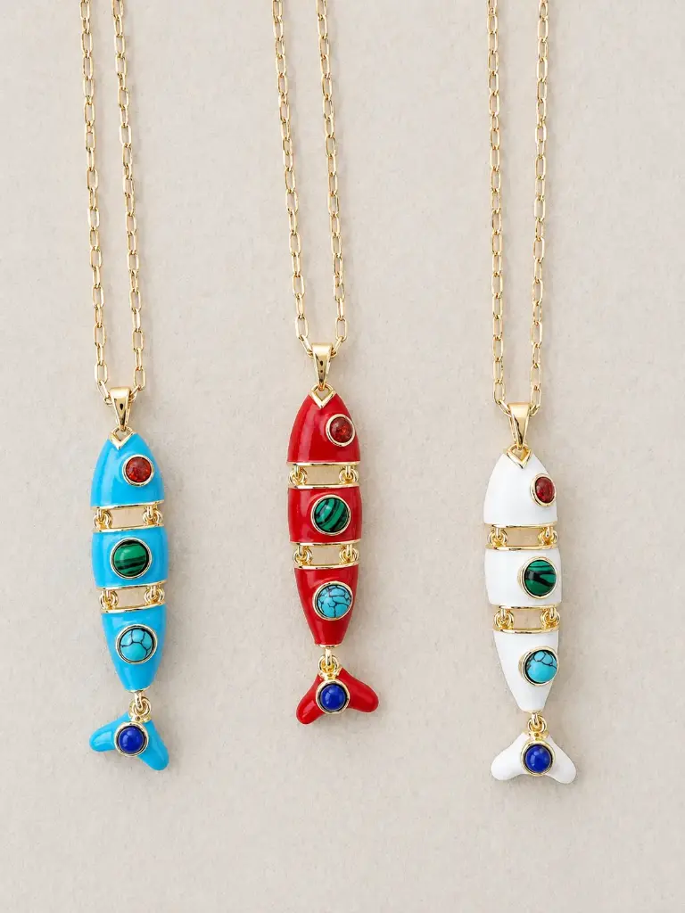 Segmented Drish Fish Necklace 