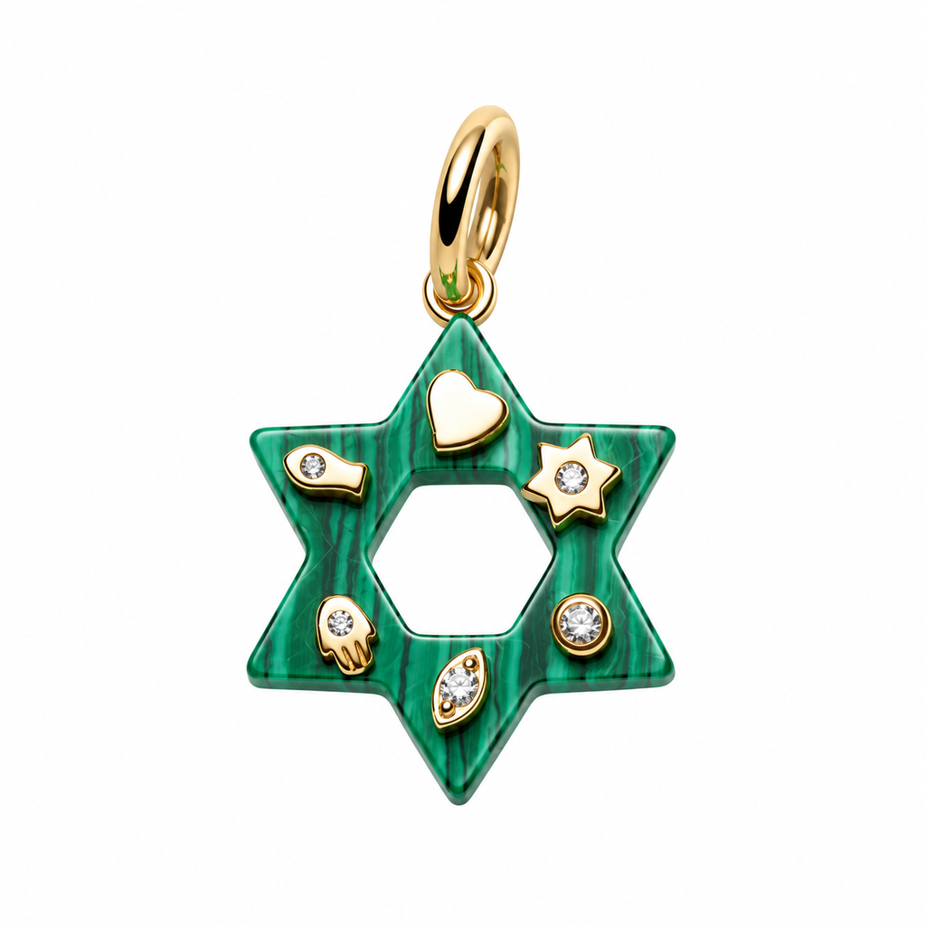 Jewish Star Charm (Green) 