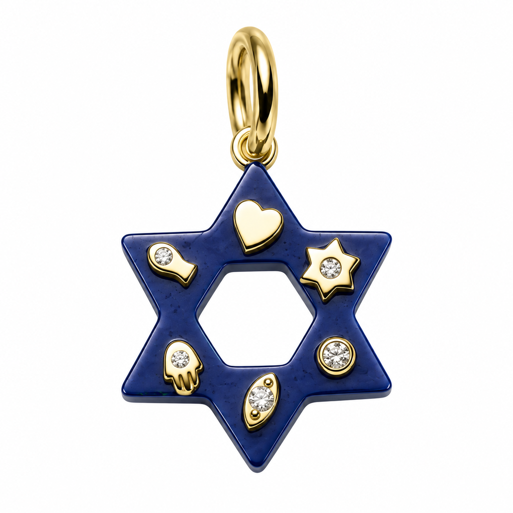 Jewish Star Charm (Blue)  