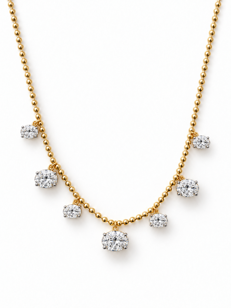 Ball and Chain Oval Multi Drop Necklace  