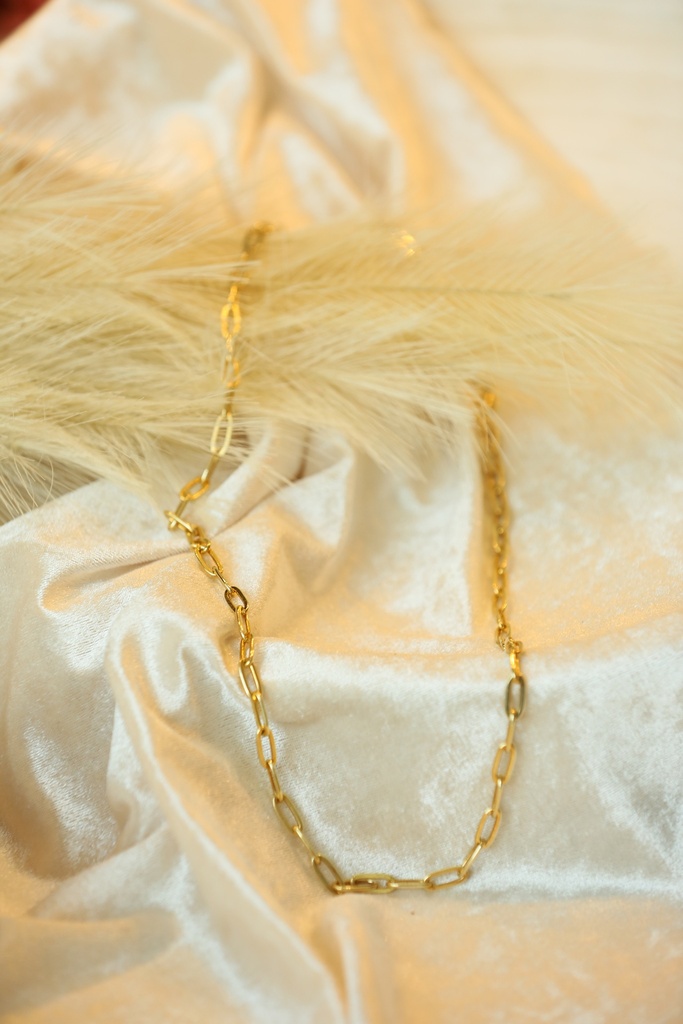 14k Plated Paper Clip Chain 24 Inch