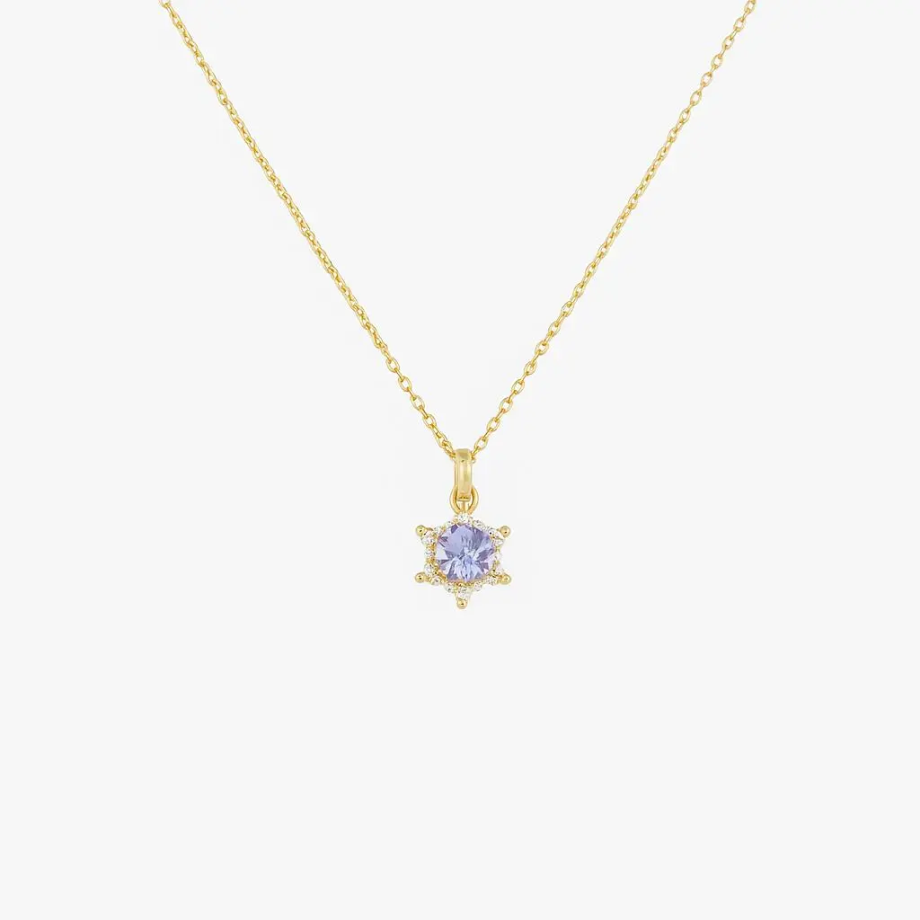 Star of David Necklace – 14k Yellow Gold with White Sapphire 