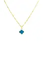 Two-in-One Clover Necklace – 14k Yellow Gold with Diamonds & Turquoise