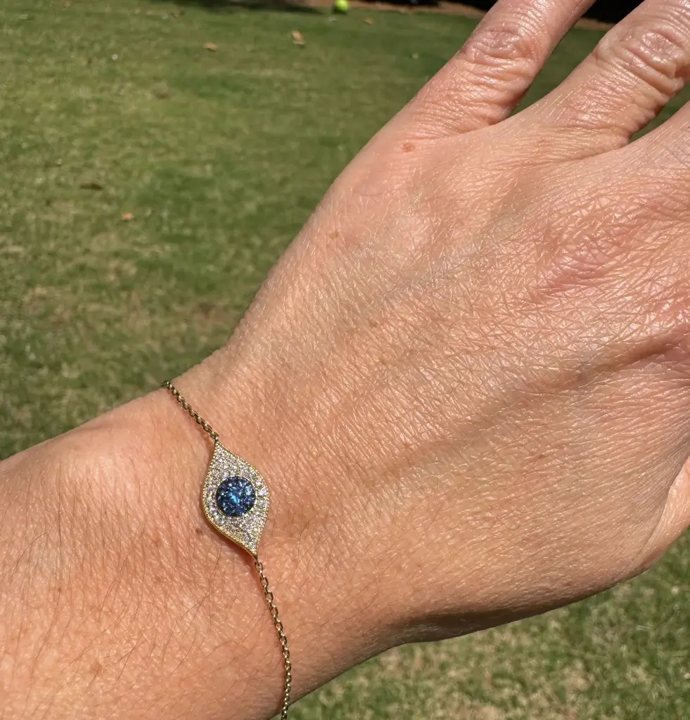 Evil Eye Spark Bracelet - 14k Yellow Gold with Blue Sapphire & Diamonds