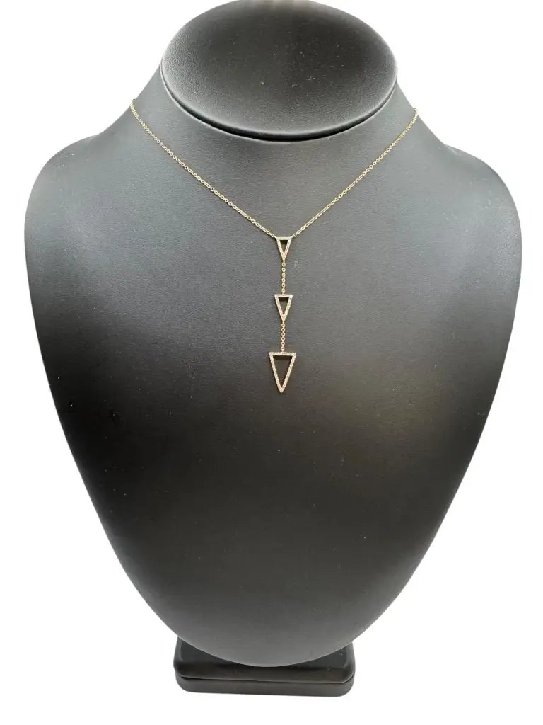 Triple Triangle Drop Necklace – 14k Rose Gold with .35ctw Diamonds 