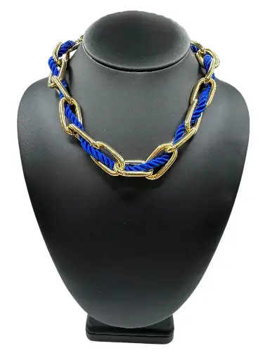 [N-PK-86] Bold Link Necklace Midnight Blue