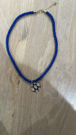 Hamsa Blue Cord Necklace