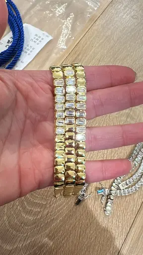 [B-PK-93-2] Yellow Gold Emerald Cut Tennis Bracelet