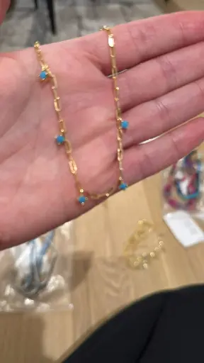 [N-PK-73] Turquoise Yellow Gold Drop Necklace