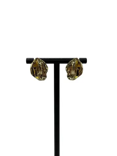 [E-PK-77] Yellow Gold Melted Teardrop Earrings