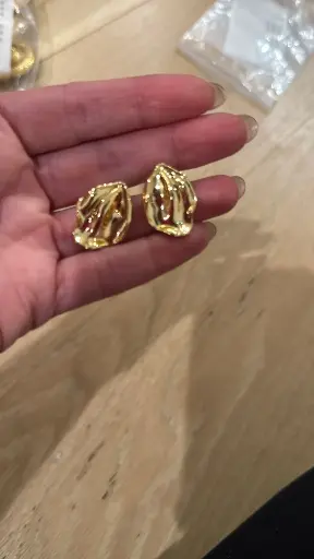 [E-PK-77] Yellow Gold Melted Teardrop Earrings