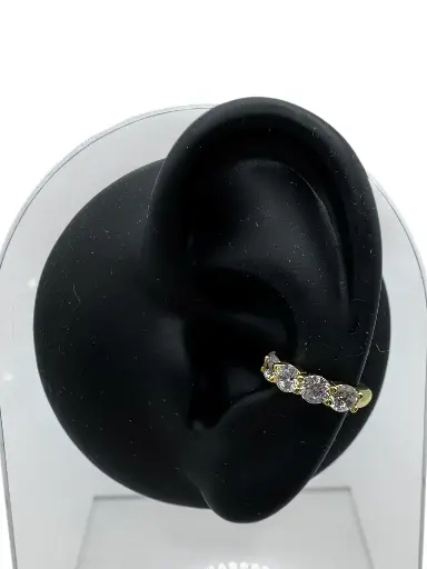 [E-PK-69-2] Yellow Gold Crystal Ear Cuff