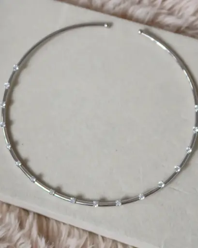 [N-PK-75-1] Sterling Silver Crystal Choker