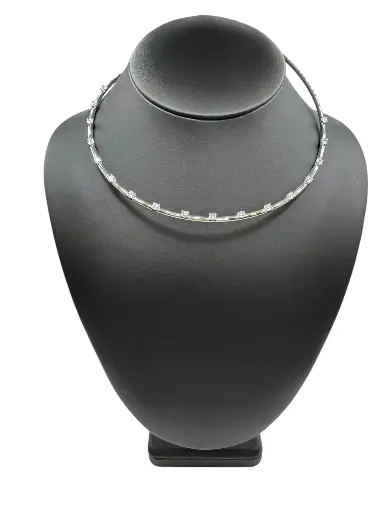 [N-PK-75-1] Sterling Silver Crystal Choker