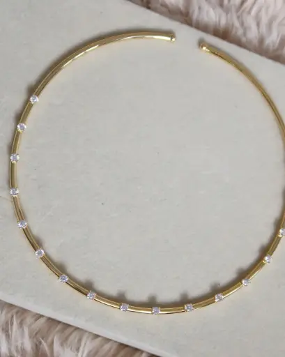[N-PK-75-2] Yellow Gold Crystal Choker