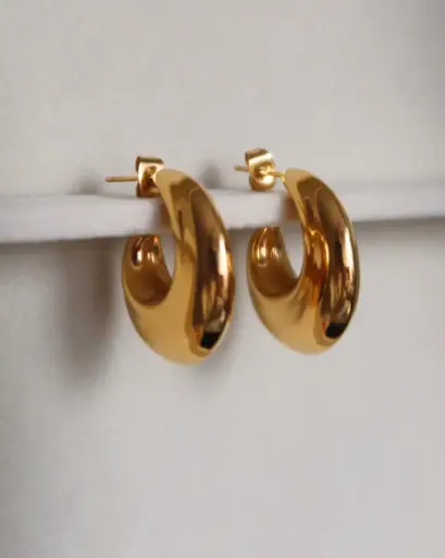 [E-PK-61-1] Yellow Gold Trendy Hoop Earrings