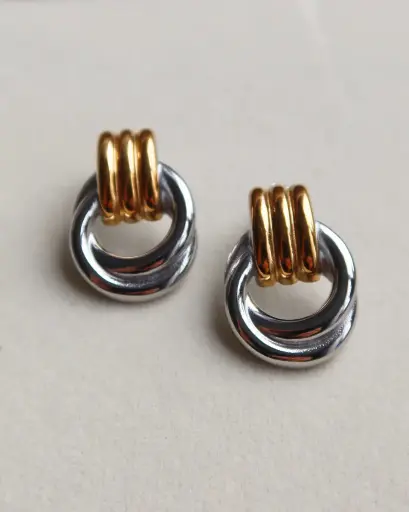 [E-PK-88] Two Tone Knot Earrings