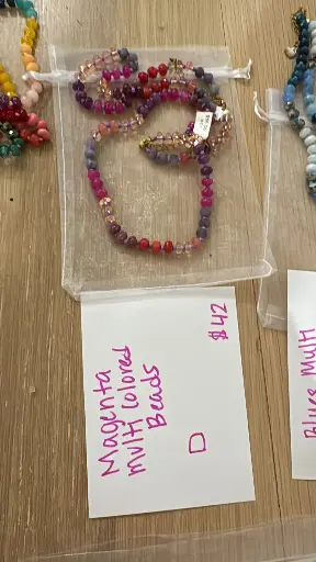 [N-PK-95] Magenta Multi Colored Beaded Necklace