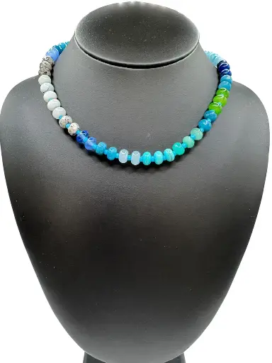 [N-PK-97] Blues Multi Colored Beaded Necklace