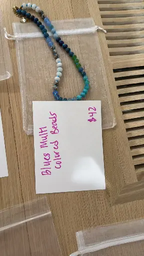 [N-PK-97] Blues Multi Colored Beaded Necklace