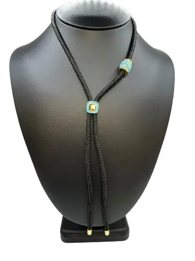 Turquoise Pave Luxe Cord Necklace