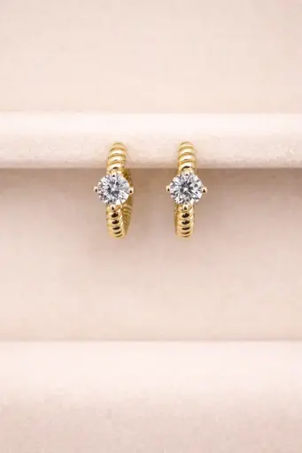 Crystal Twist Hoops Yellow Gold
