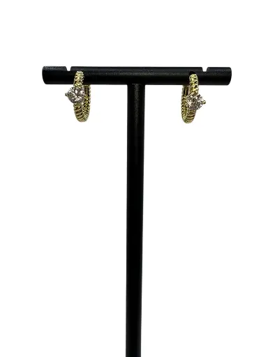Crystal Twist Hoops Yellow Gold