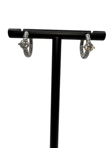Crystal Twist Hoops Sterling Silver
