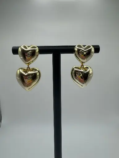 Double Heart Drop Earrings