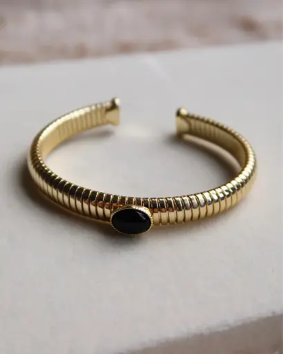 Single Stone Black Bangle