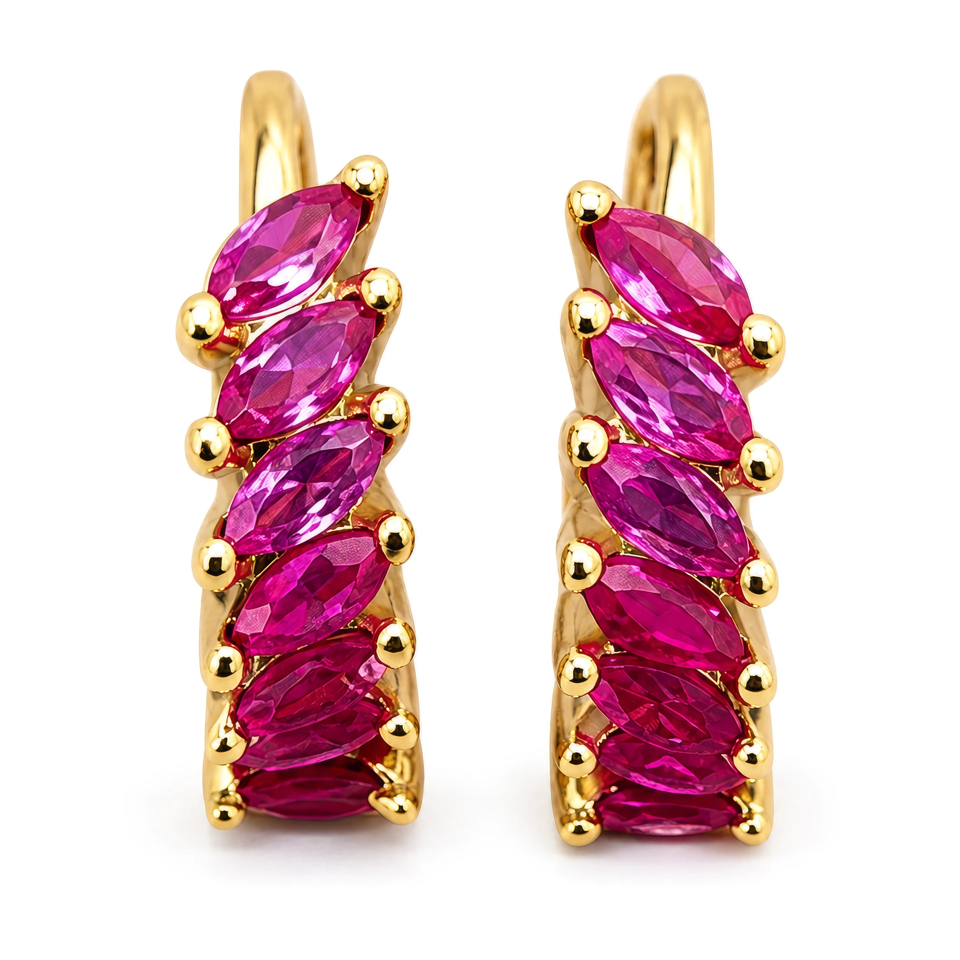 [E-PK-4] Pink Baguette and CZ Studs