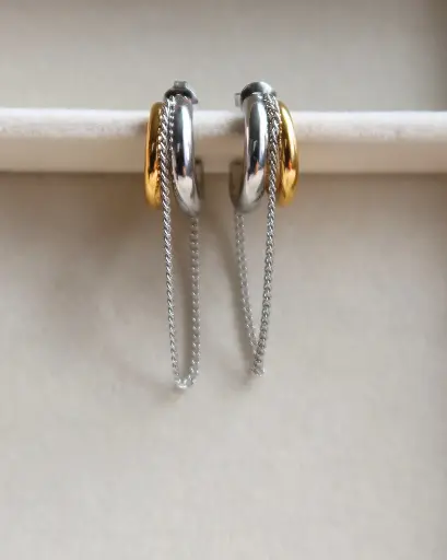 Two Tone Chain Hoops