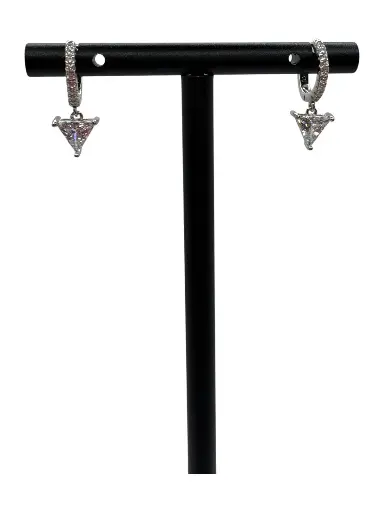 Triangle Drop Huggies Sterling Silver