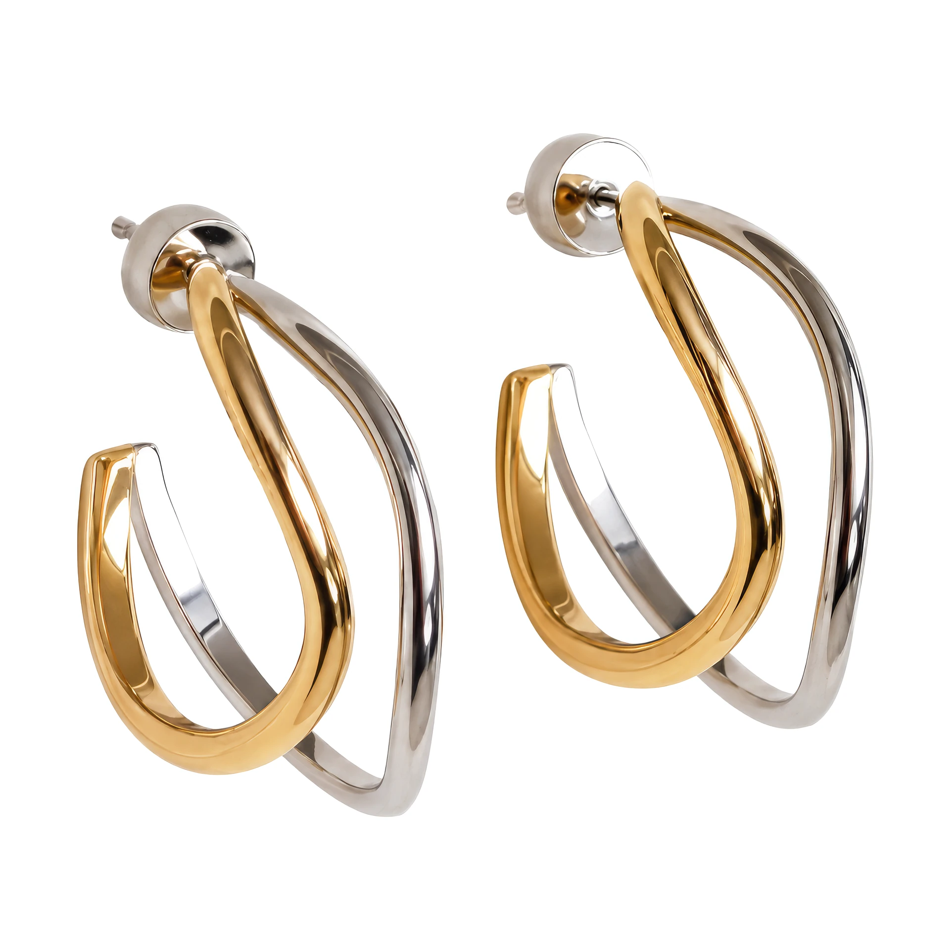 [E-PK-10] Two Tone Open Hoops