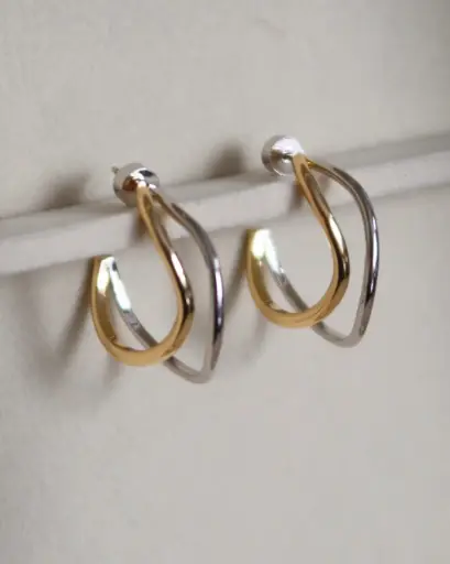 [E-PK-10] Two Tone Open Hoops