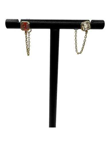 Petite Bezel and Chain Stud