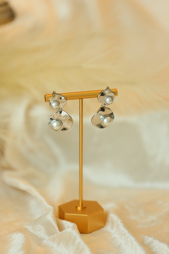 [E-PK-13] Sterling Silver and Pearl Disc Earrings