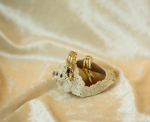 [E-PK-16] Luna Charm Huggies 14k Gold Plated