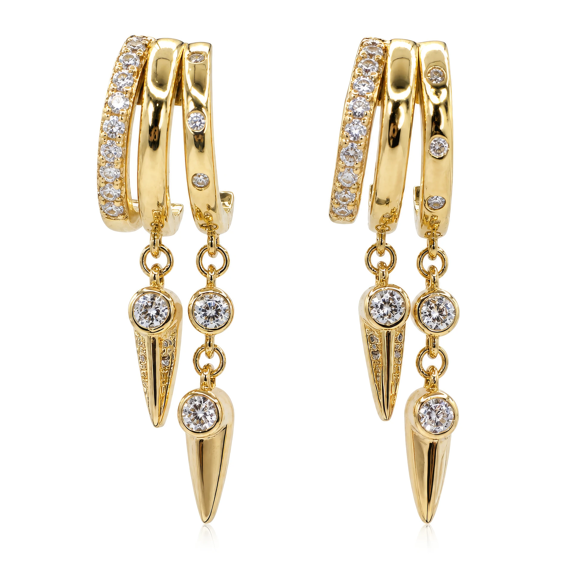 [E-PK-16] Luna Charm Huggies Yellow Gold
