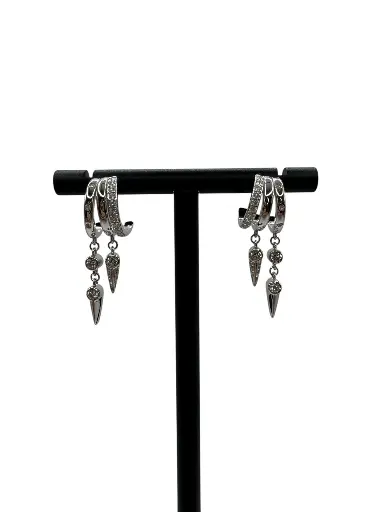 [E-PK-50] Luna Charm Huggies Sterling Silver