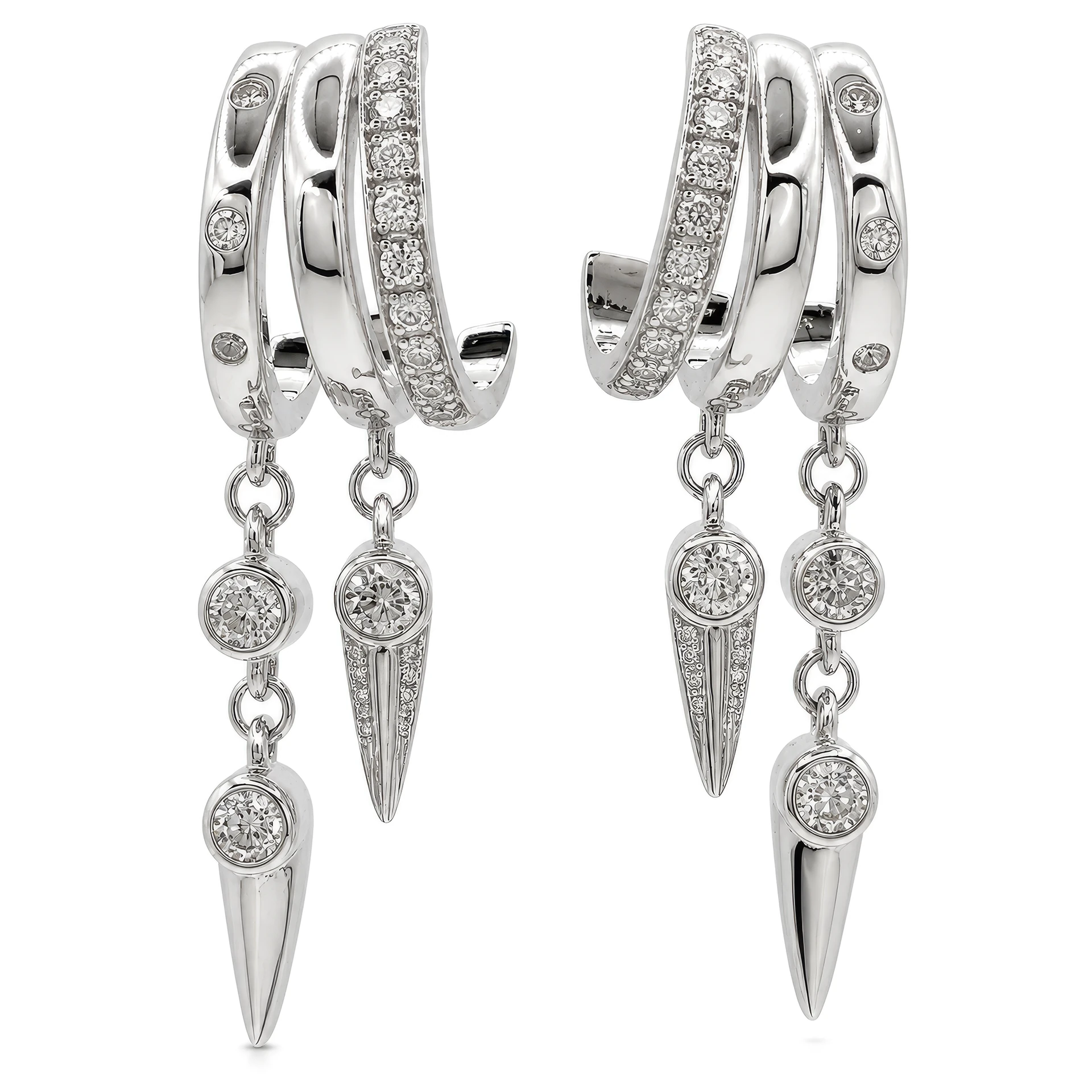 [E-PK-50] Luna Charm Huggies Sterling Silver